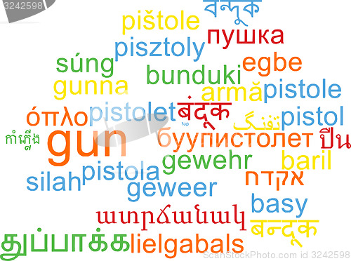 Image of Gun multilanguage wordcloud background concept