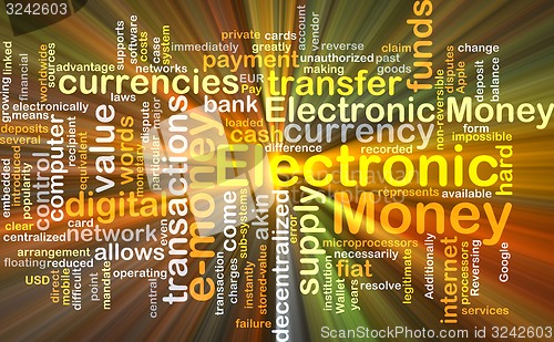 Image of Electronic money background concept glowing