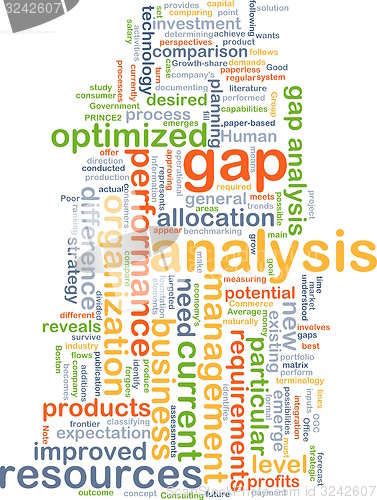 Image of gap analysis wordcloud concept illustration