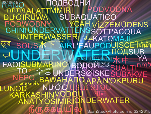 Image of Underwater multilanguage wordcloud background concept glowing