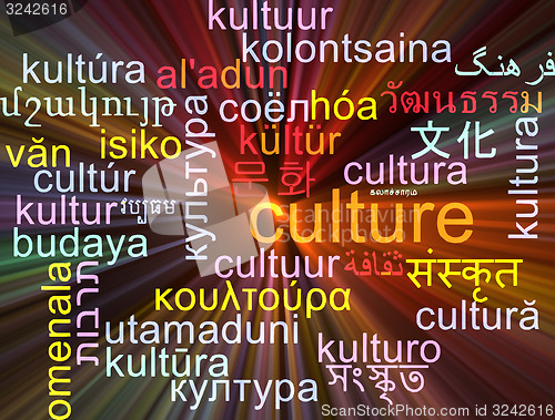 Image of Culture multilanguage wordcloud background concept glowing