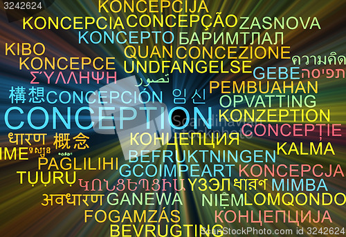 Image of Conception multilanguage wordcloud background concept glowing