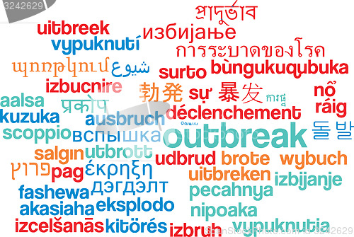 Image of Outbreak multilanguage wordcloud background concept