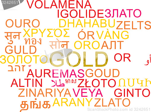 Image of Gold multilanguage wordcloud background concept