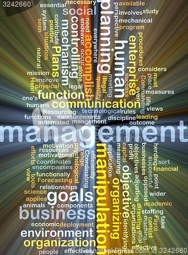 Image of management wordcloud concept illustration glowing