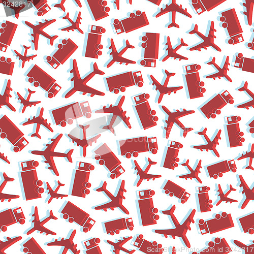 Image of Seamless background with airplane and truck. 
