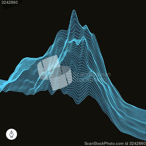 Image of Abstract landscape background. Cyberspace grid. 