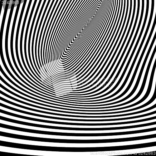 Image of Pattern with optical illusion. Black and white background. 