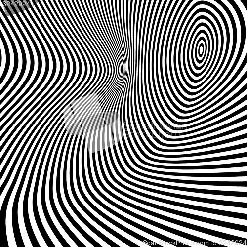 Image of Pattern with optical illusion. Black and white background. 