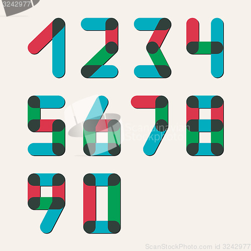 Image of Numbers set modern style. Icons. Vector illustration.