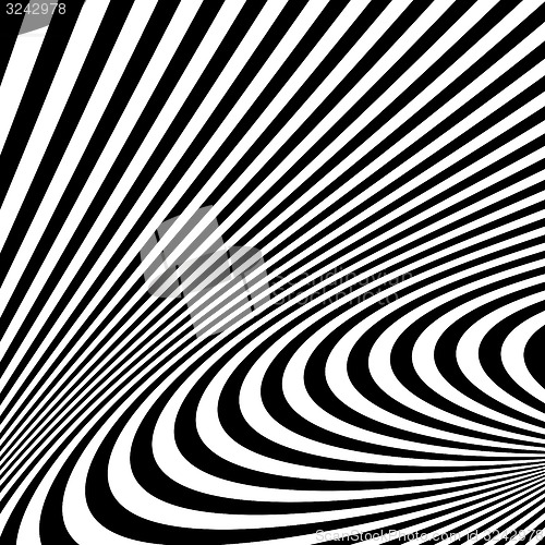 Image of Pattern with optical illusion. Black and white background. 