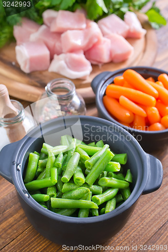 Image of raw meat and vegetables