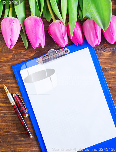 Image of tulips and note