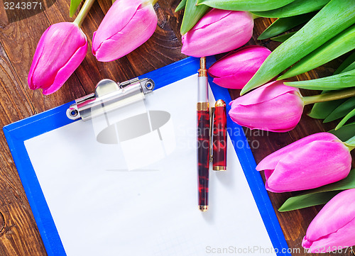 Image of tulips and note