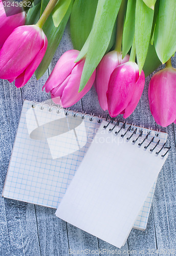 Image of flowers and note