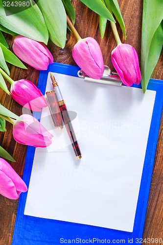 Image of tulips and note