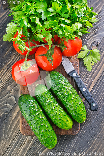 Image of cucumbers and tomato