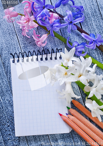 Image of flowers and note