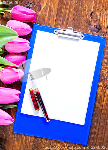 Image of tulips and note