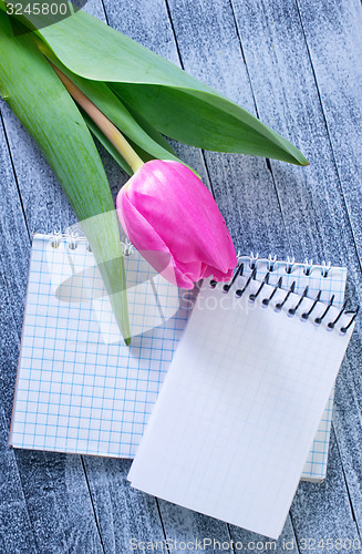 Image of flowers and note