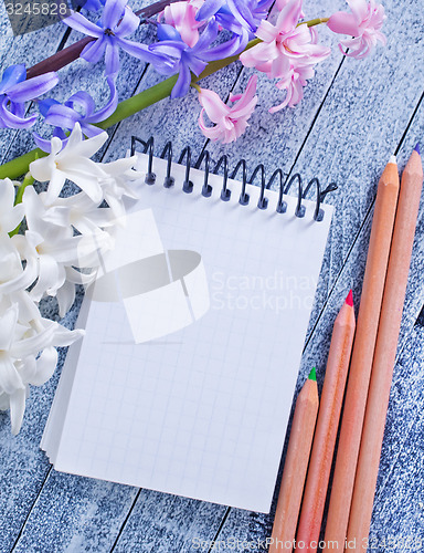 Image of flowers and note