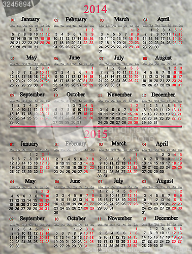 Image of calendar for two nearest years