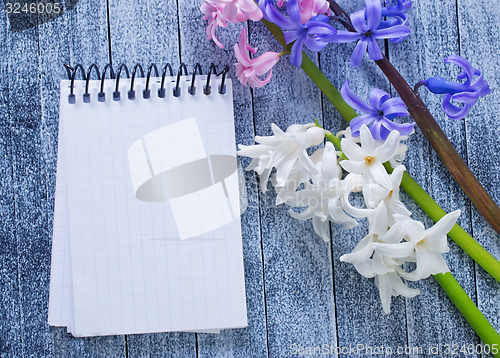 Image of flowers and note