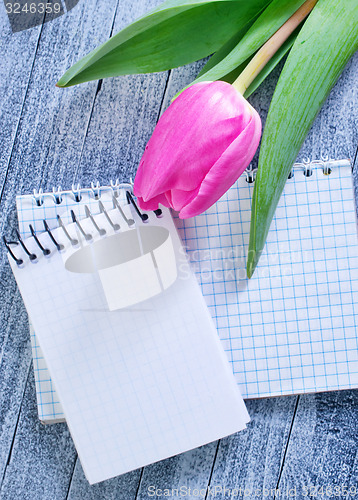 Image of flowers and note