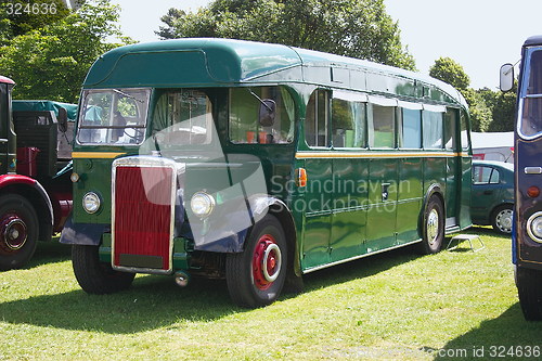 Image of green vintage bus