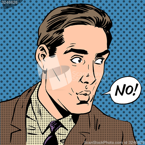 Image of Elegant man says no pop art comics retro style Halftone