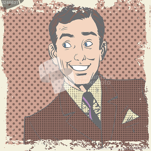 Image of Smiling man lover flirts pop art comics retro style Halftone