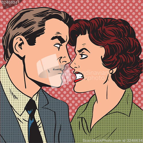 Image of Conflict man woman family quarrel love hate pop art comics retro