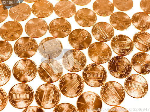 Image of Retro look Dollar coins 1 cent wheat penny cent
