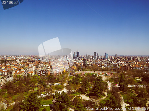 Image of Retro look Milan aerial view
