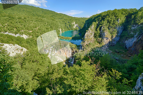 Image of Fantastic view in the Plitvice Lakes National Park . Croatia bright sunny day 