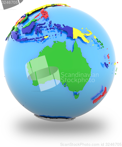 Image of Australia on the globe