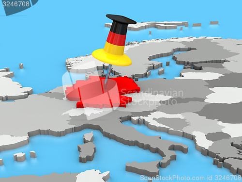 Image of Germany pinned to map of Europe