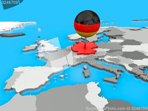 Image of Germany pinned to map of Europe