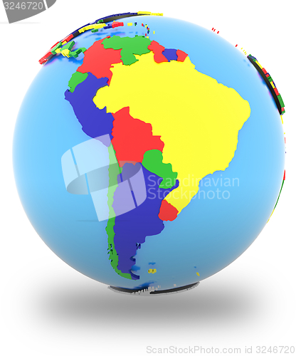 Image of South America on the globe