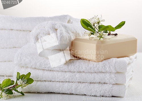 Image of stack of white spa towels