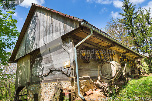 Image of Hayrack and barn in Alpine enviroment, Slovenia