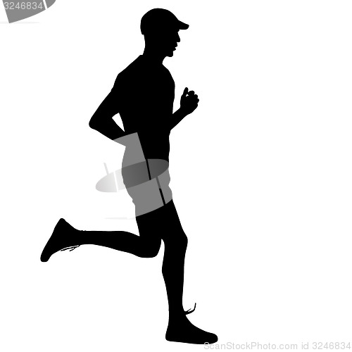 Image of Running black silhouettes. illustration.