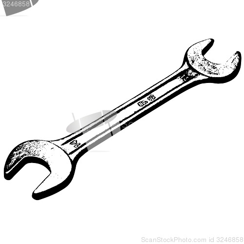 Image of Steel wrench lies on a white background. illustration.
