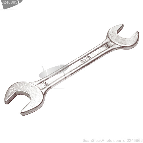Image of Steel wrench lies on a white background. illustration.
