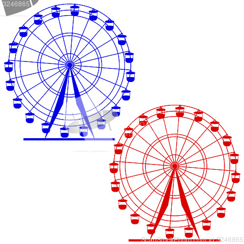 Image of Silhouette atraktsion colorful ferris wheel. 