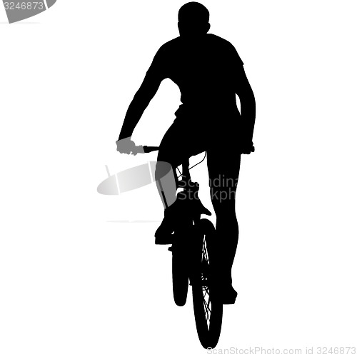 Image of Silhouette of a cyclist male.  illustration.