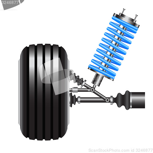 Image of car suspension, frontal view. Illustration