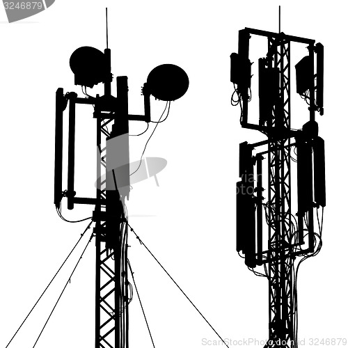 Image of Silhouette mast antenna mobile communications. 