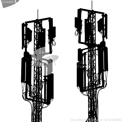 Image of Silhouette mast antenna mobile communications. 