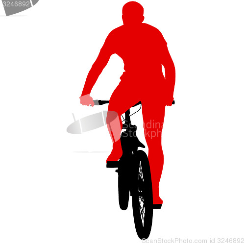 Image of Silhouette of a cyclist male.  illustration.